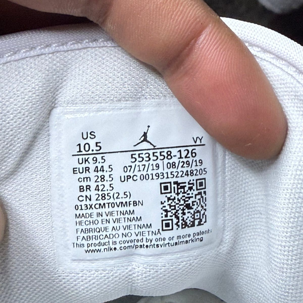 Jordan 1 Low Triple White 10.5 Men “Preowned”