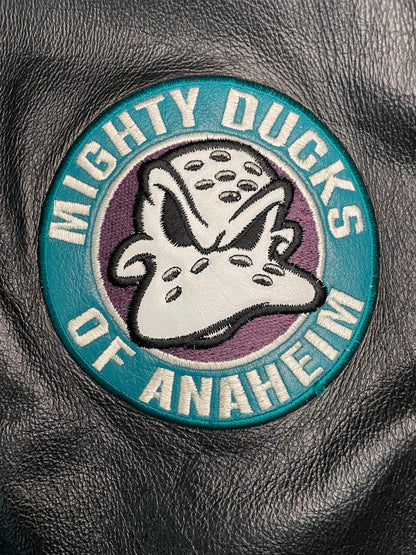 Vintage 1990s mighty ducks of Anaheim NHL leather jacket