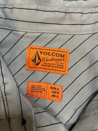 Volcom grey and black button up shirt