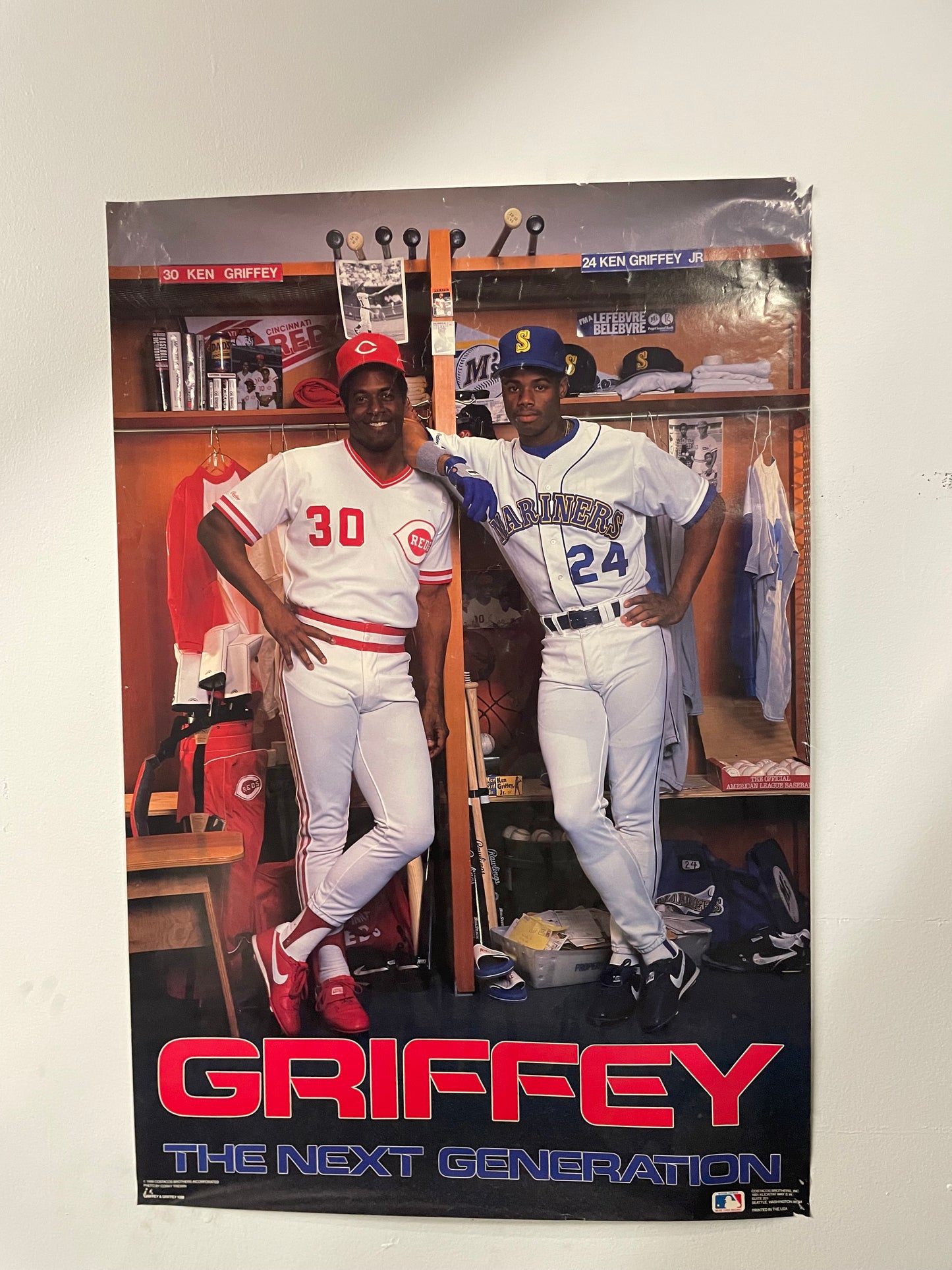 Vintage 1980s KEN GRIFFEY JR. AND SR. THE NEXT GENERATION poster