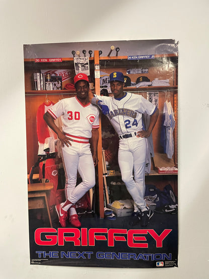 Vintage 1980s KEN GRIFFEY JR. AND SR. THE NEXT GENERATION poster