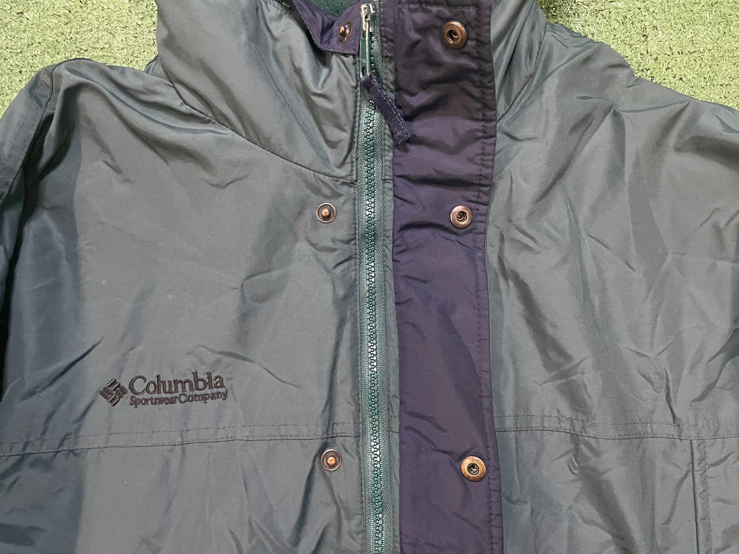 Vintage Colombia long peak green jacket