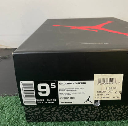 Air Jordan 3 sport blue size 9.5men/11women
