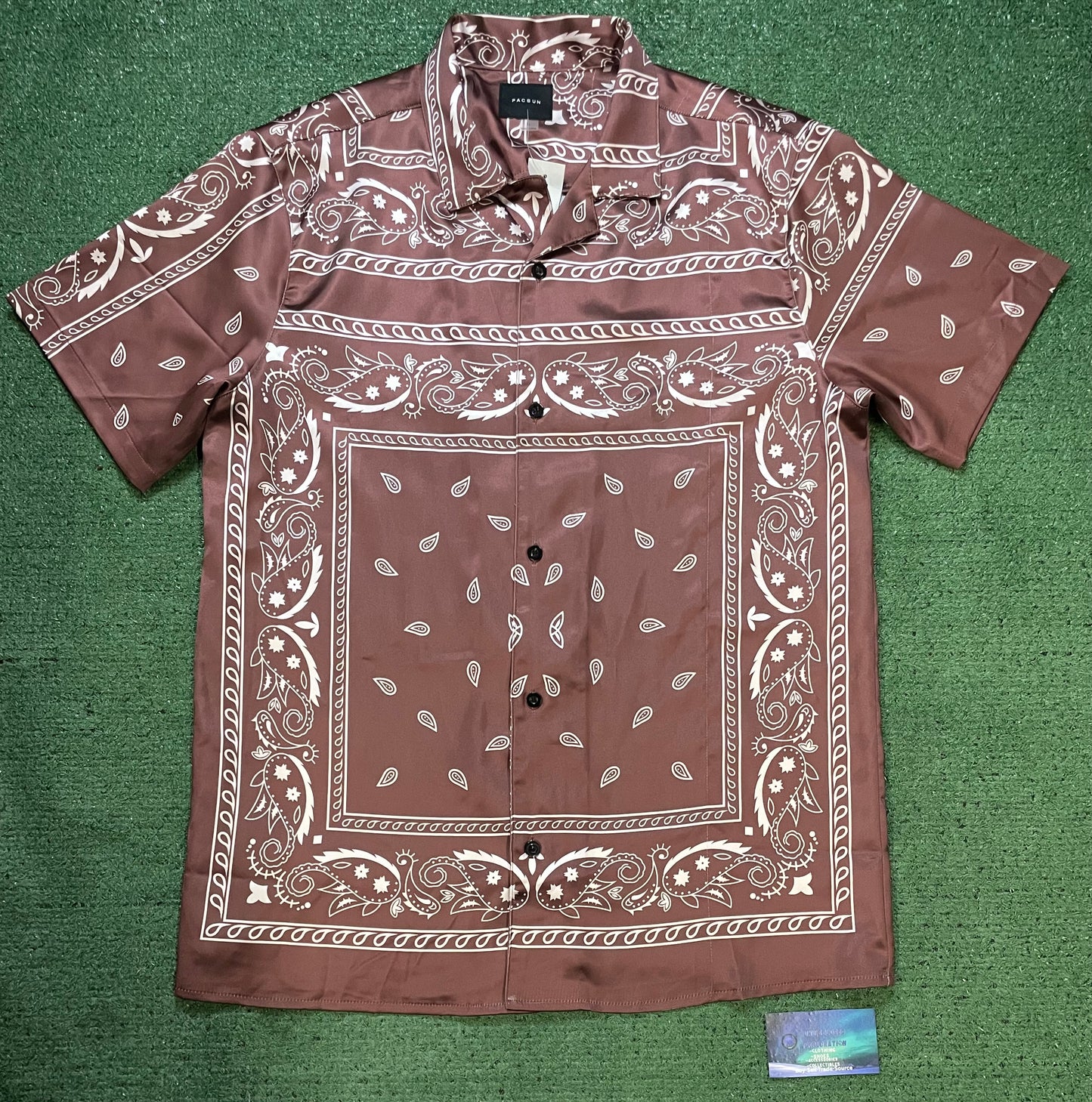 Pacsun brown & white brown paisley button up