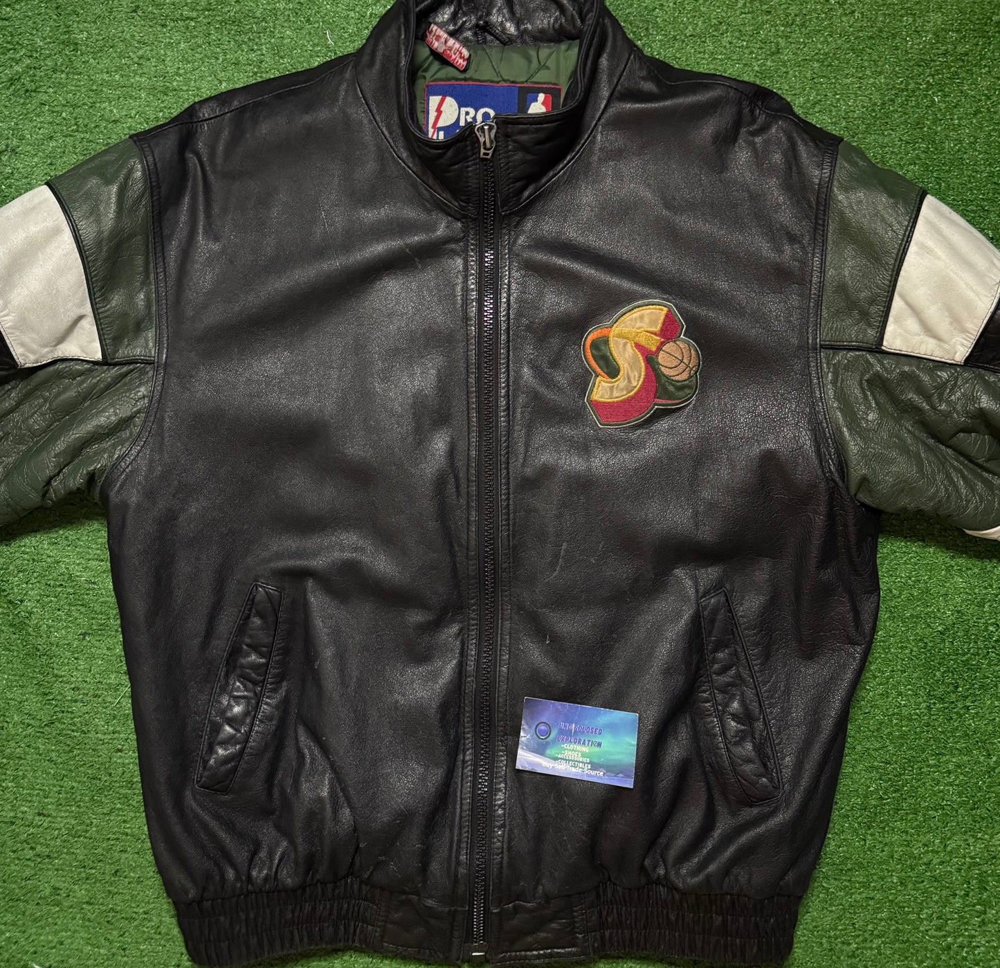 Vintage Seattle SuperSonics Leather Jacket Wilson Pro Player