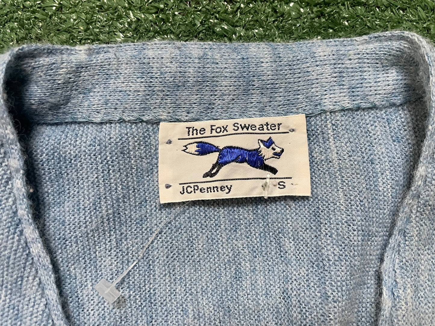 Vintage 1960s The Fox Sweater blue cardigan