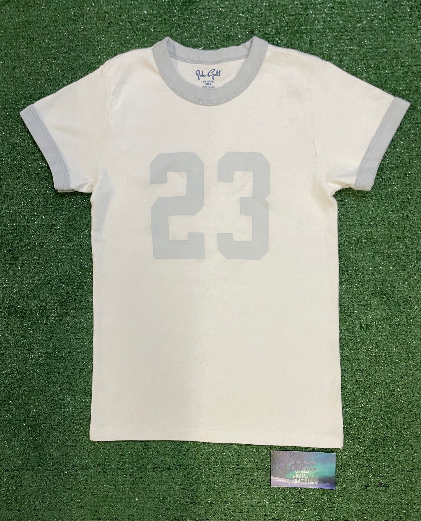 Brandy Melville/John Galt 23 white and light blue tee