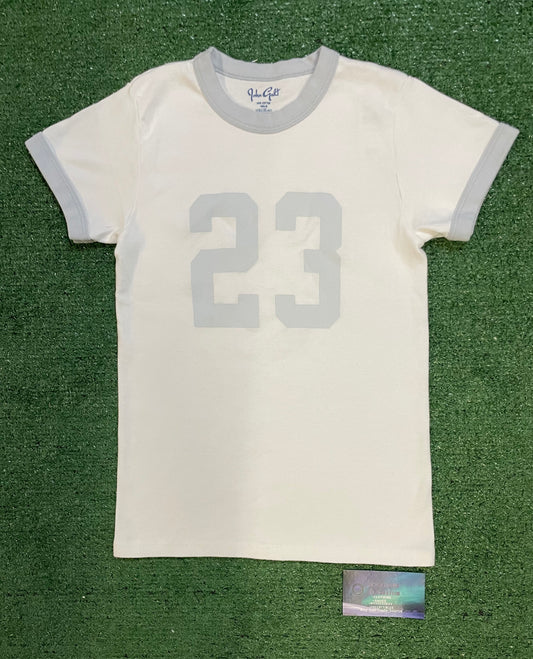 Brandy Melville/John Galt 23 white and light blue tee