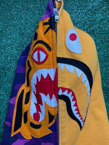 Bape Color Camo Tiger Shark Half Full Zip Hoodie