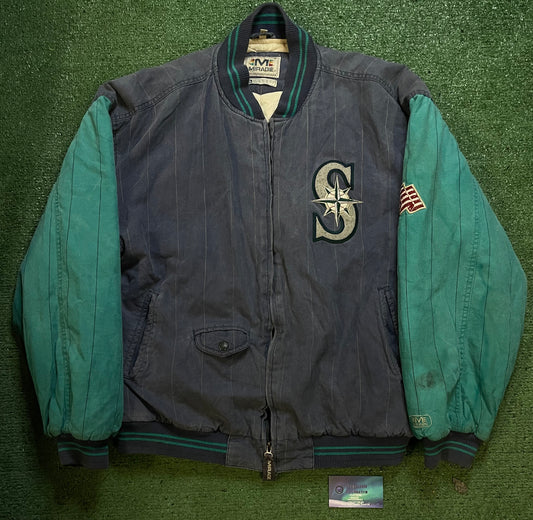 Vintage 1990s Seattle Mariners pinstripe bomber jacket