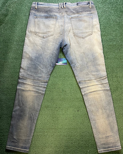 Embellish light wash biker jeans