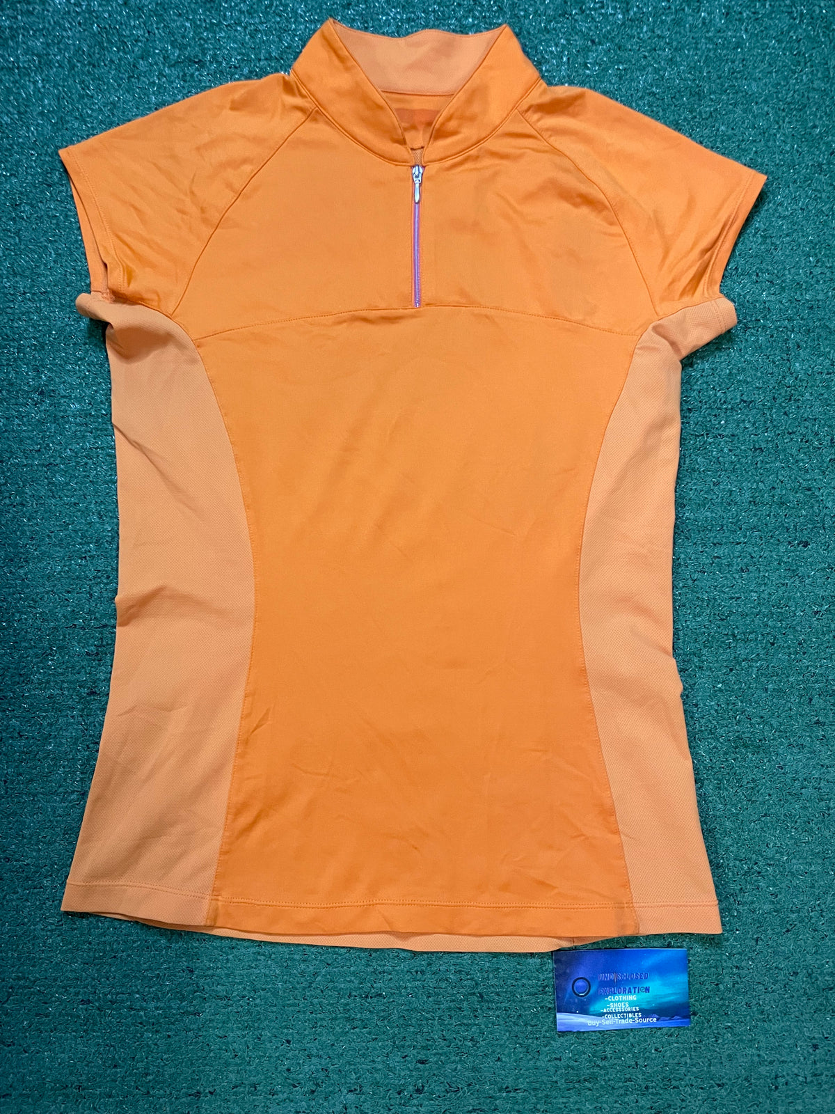 orange short sleeve zip up
