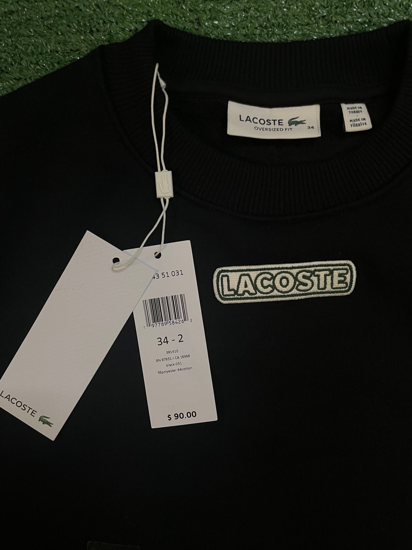 Lacoste embroidered black crewneck