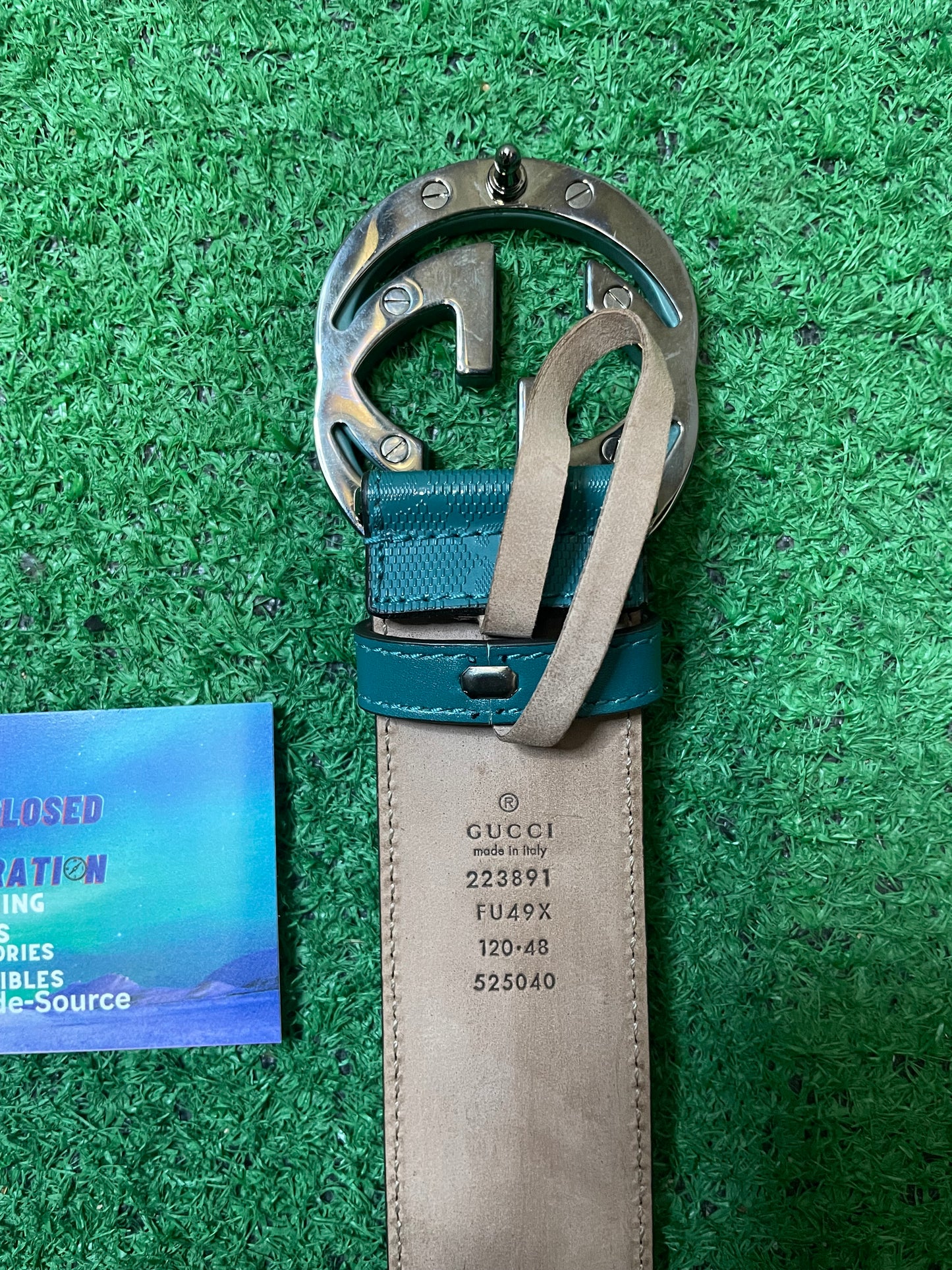 Gucci Imprime Monogram Interlocking G green Belt