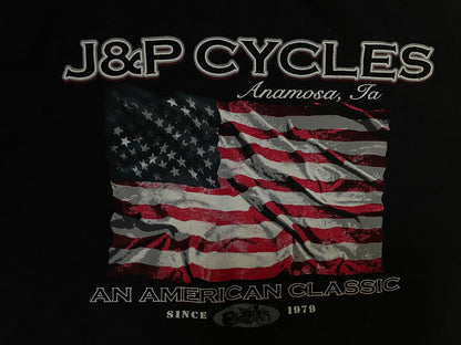 Vintage 1990s J&P CYCLES  motorcycle flag longsleeve tee