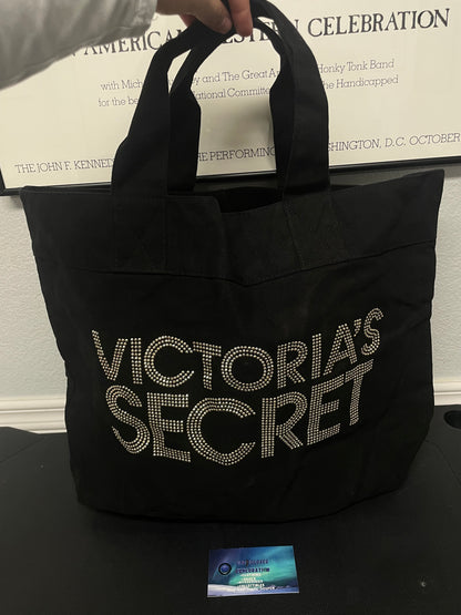Victoria’s Secret black canvas studded tote bag