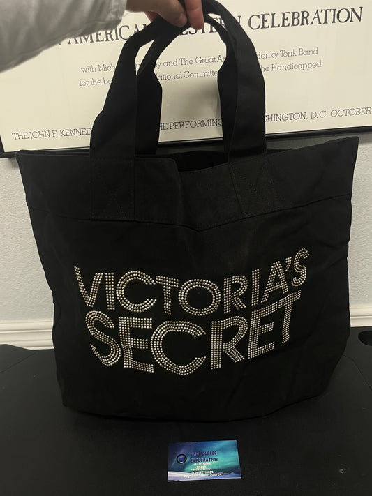 Victoria’s Secret black canvas studded tote bag