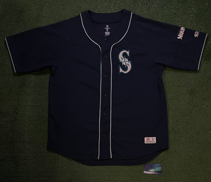 Seattle Mariners embroidered navy and white baseball jersey