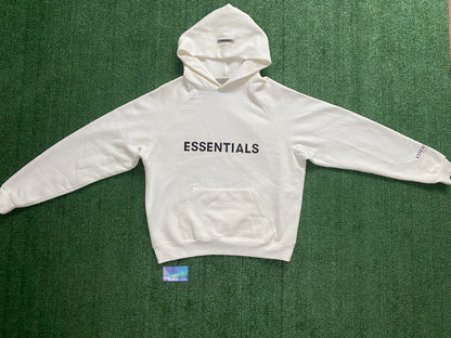 Fear of god essentials white hoodie