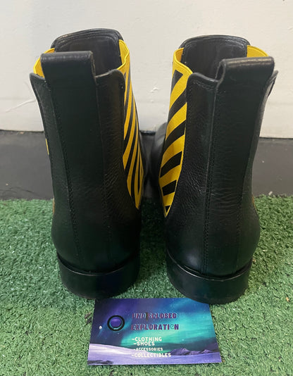 Off White leather diagonal Chelsea boots size 9men/10.5women(EU 42)