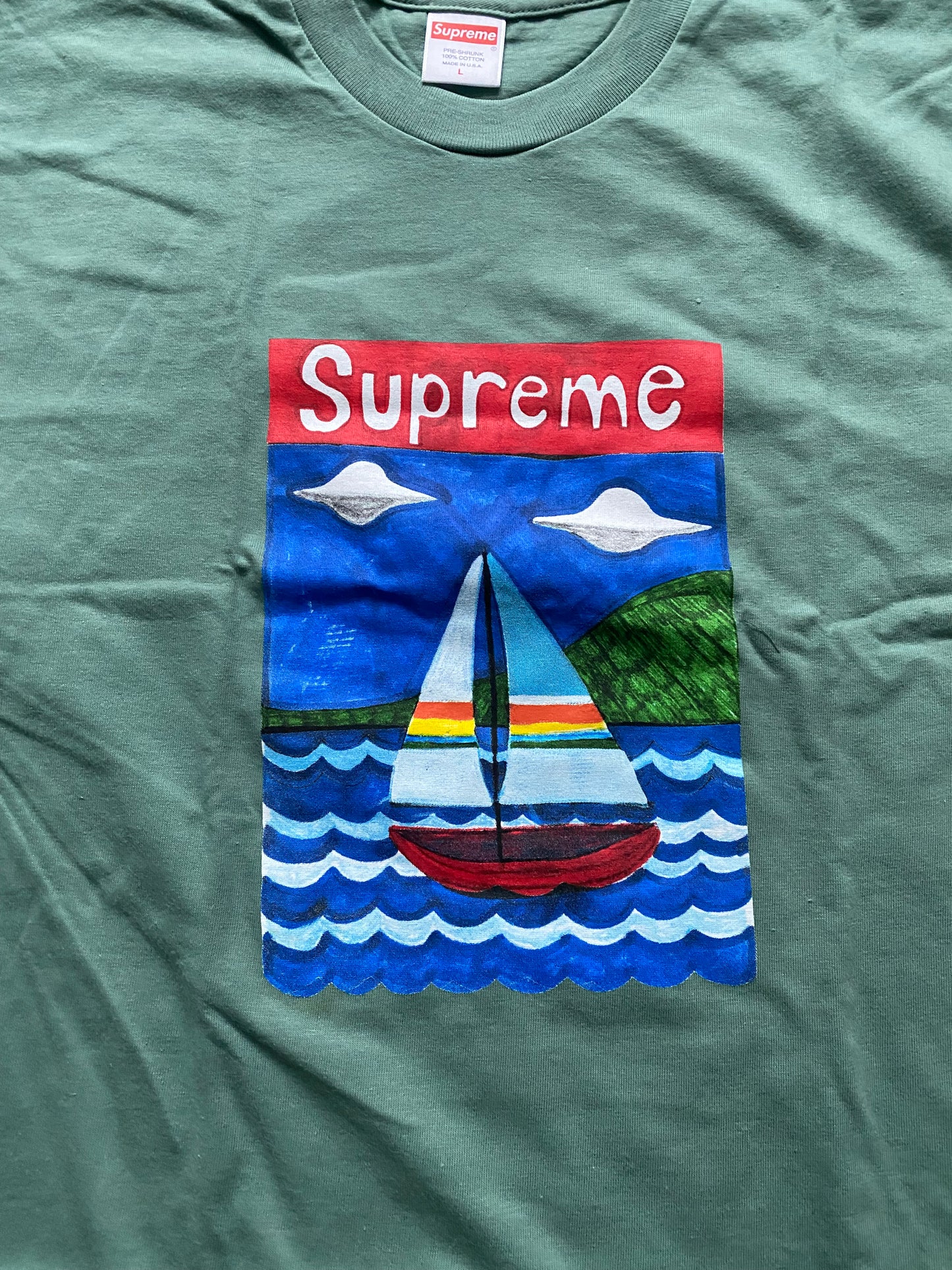 Supreme Sailboat teal tee