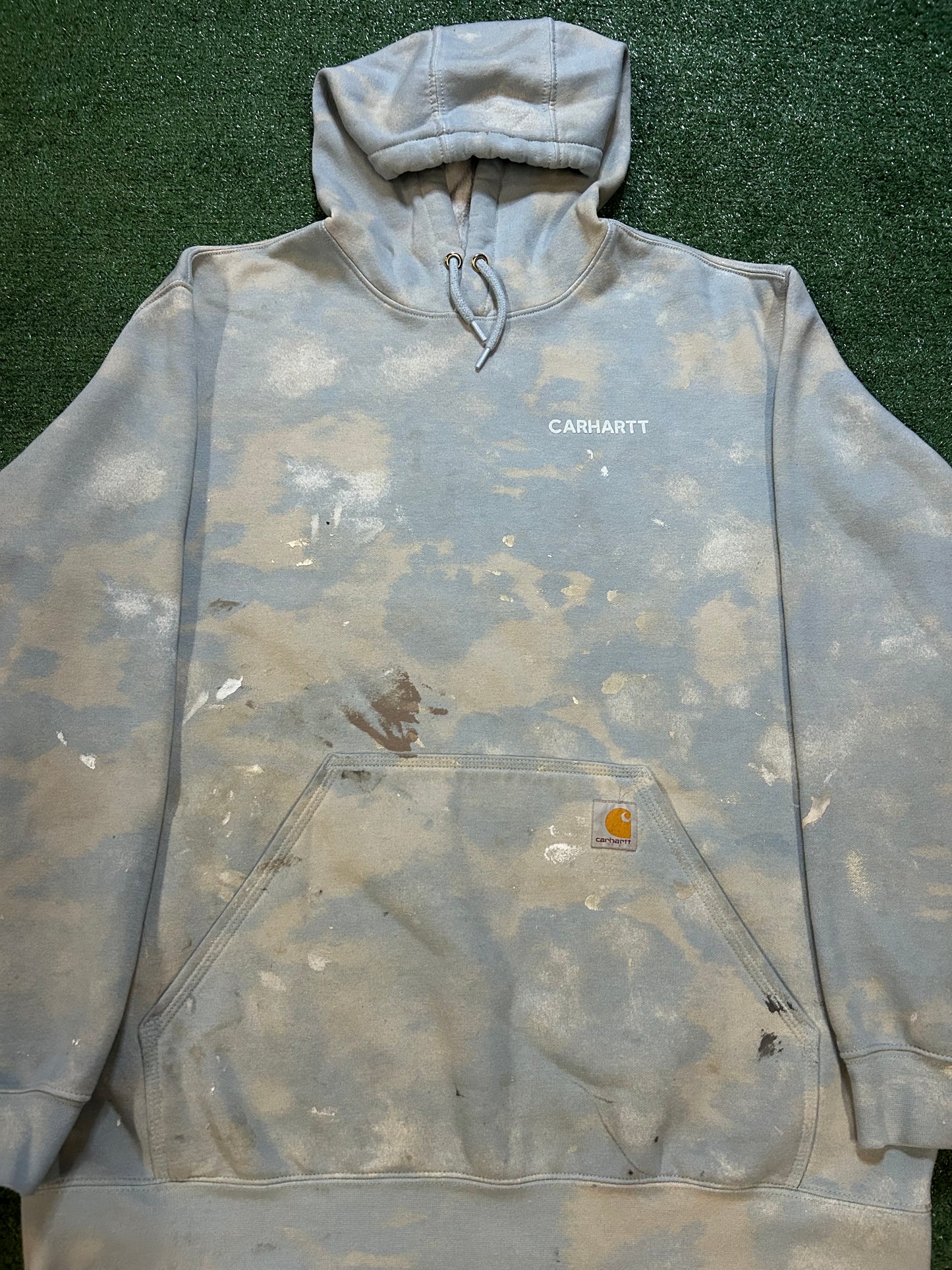 Carhartt blue paint splatter hoodie