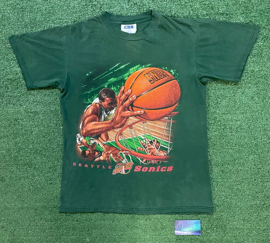 Vintage 1990s Seattle Sonics Slam dunk tee