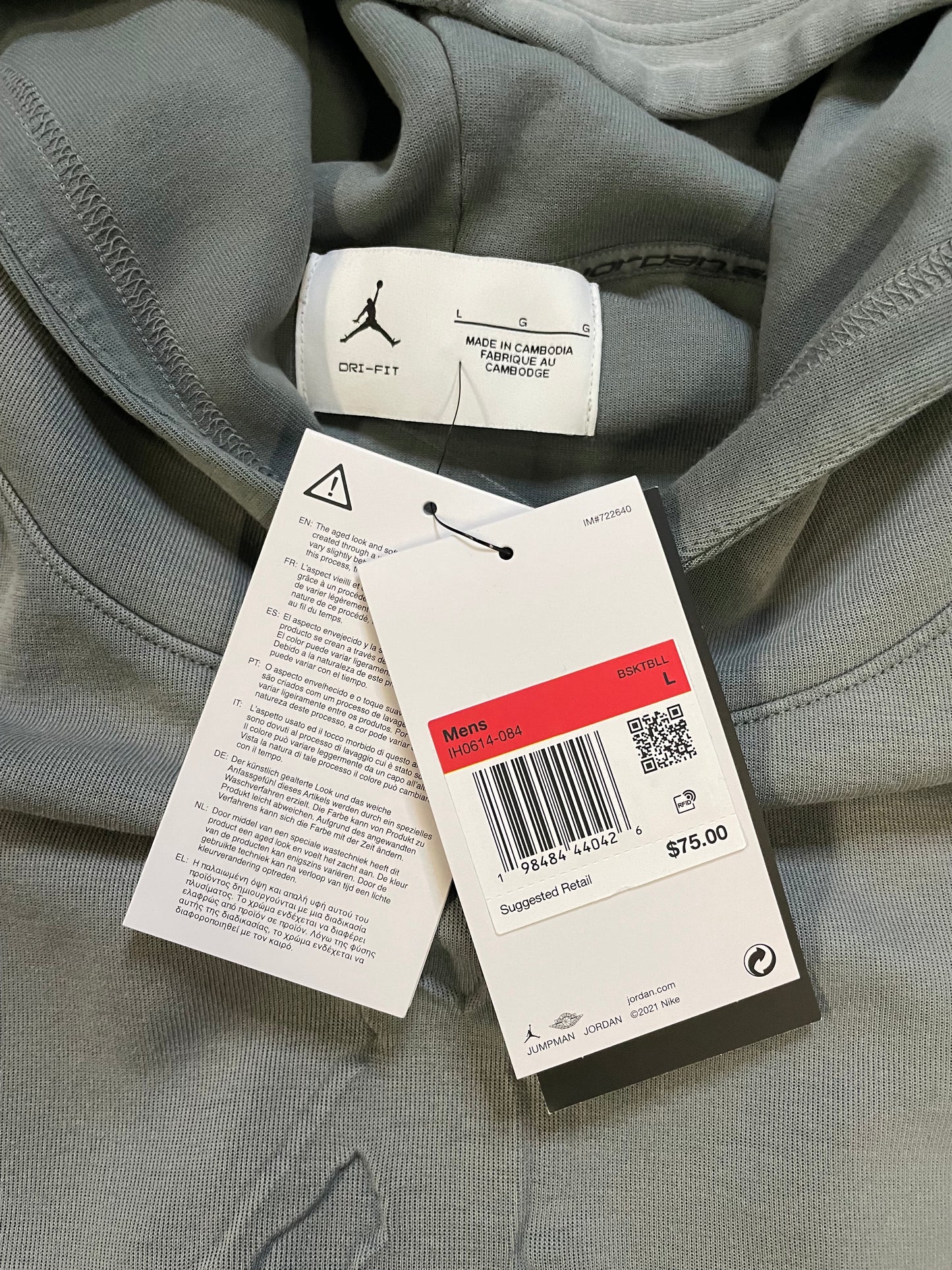 Jordan Tatum grey fleece hoodie