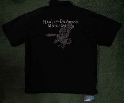 Vintage 1990s Harley Davidson eagle embroidered button up