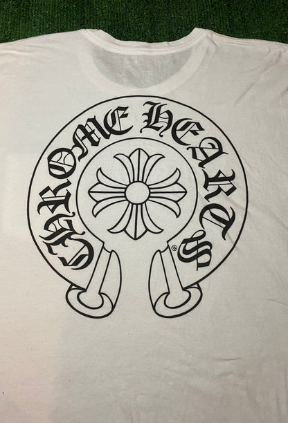 Chrome hearts horseshoe white logo tee