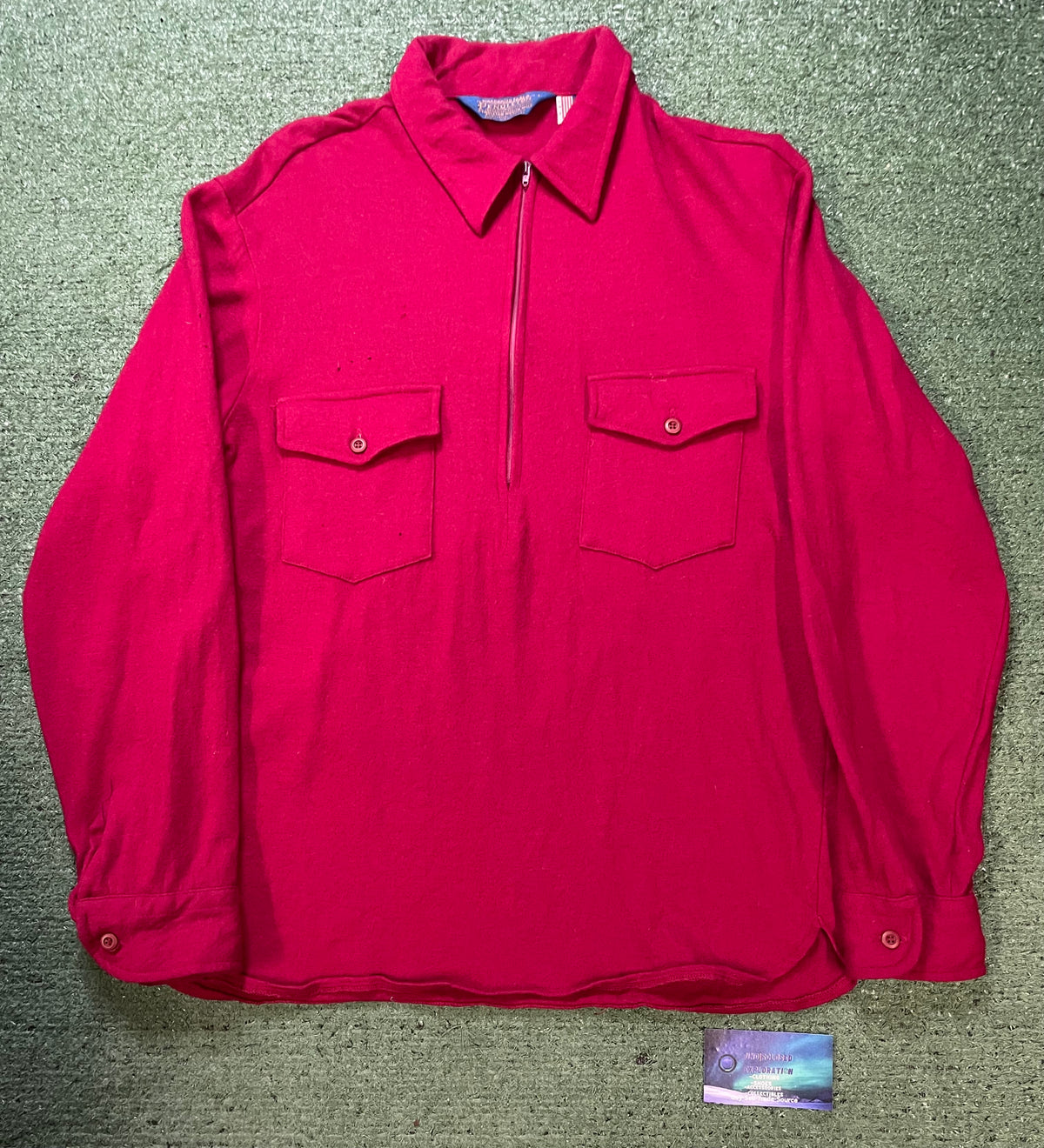 Vintage 1960s Pendleton wool red quarter zip