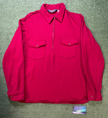 Vintage 1960s Pendleton wool red quarter zip