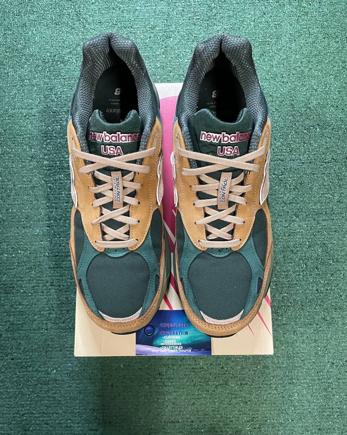 New Balance 990v3 Teddy Santis green & tan size 12men/13.5women