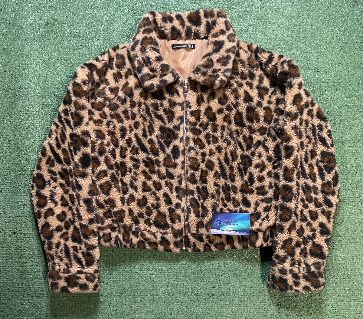 Cheetah fleece zip up jacket