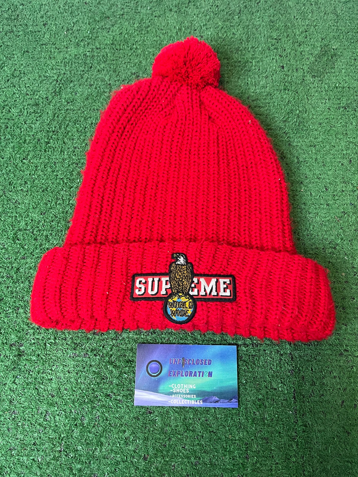 supreme Red eagle beanie