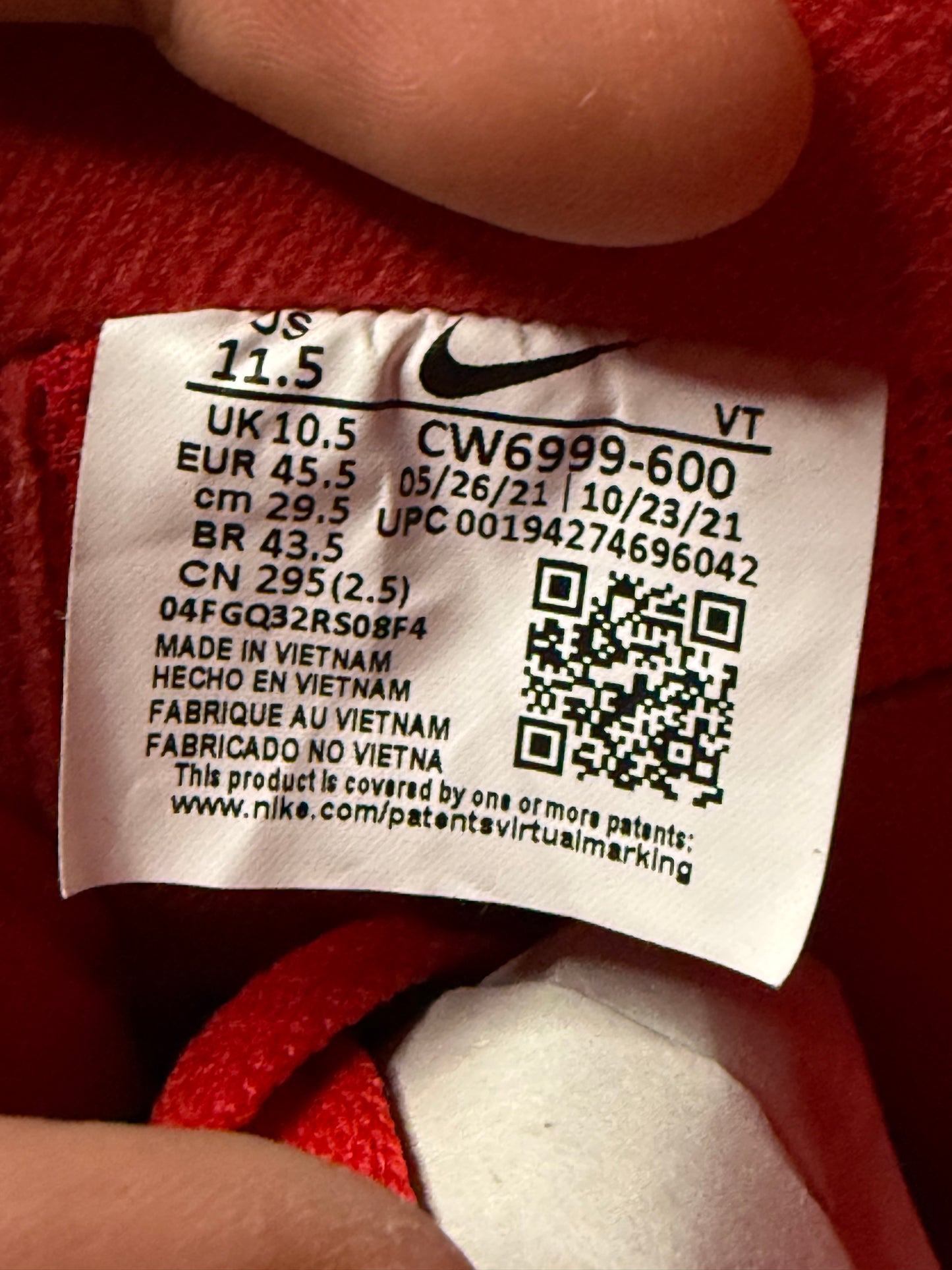 Nike Air Force 1 Triple Red 11.5 Men/13 Women “Preowned”