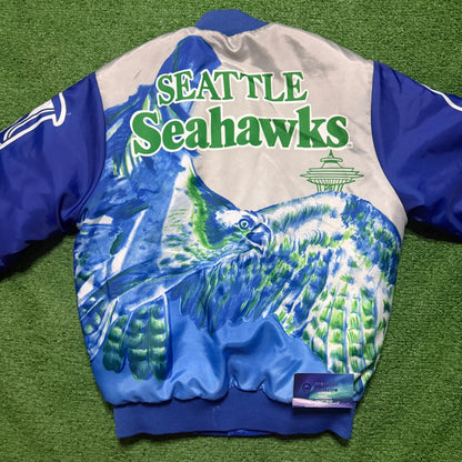 Vintage Seattle Seahawks Satin Chalk Line Fanimations Jacket