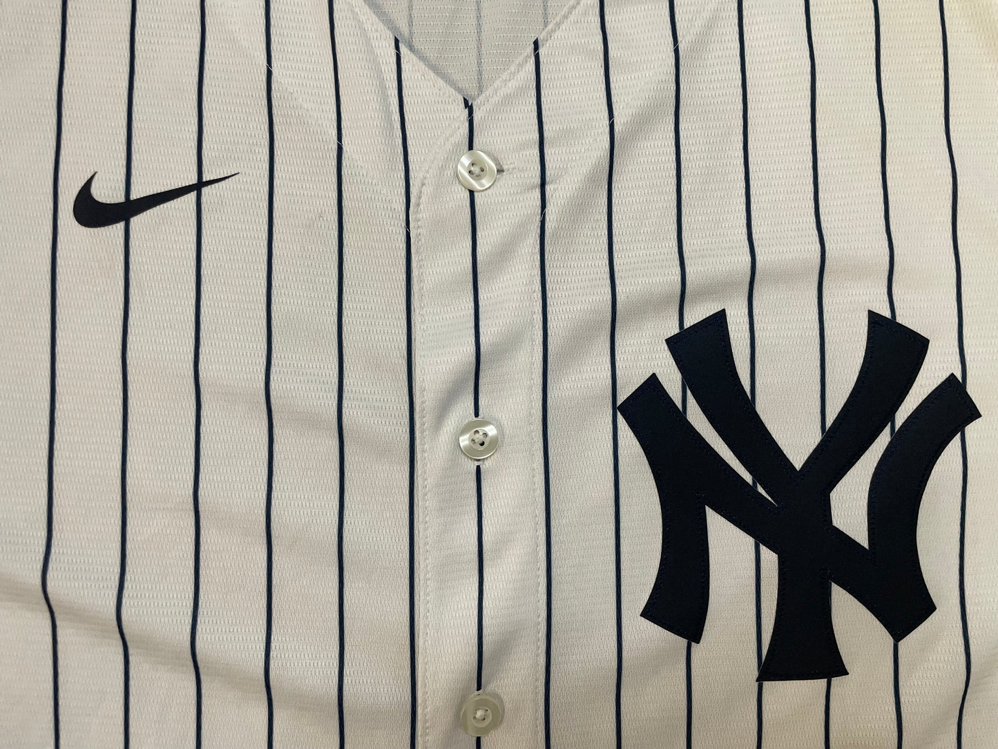 New York Yankees pinstripe white and navy jersey