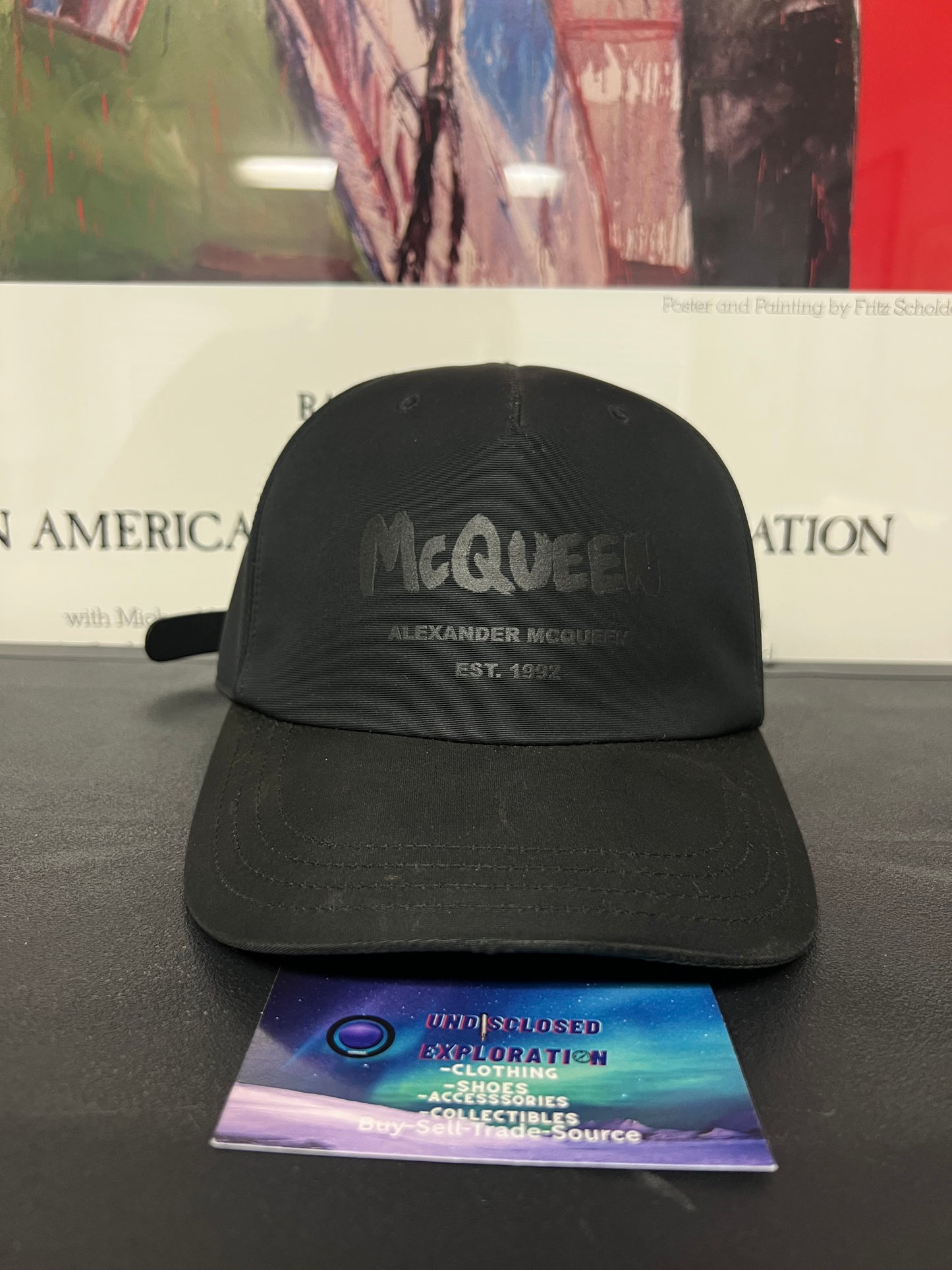 Alexander McQueen Tonal Graffiti black hat