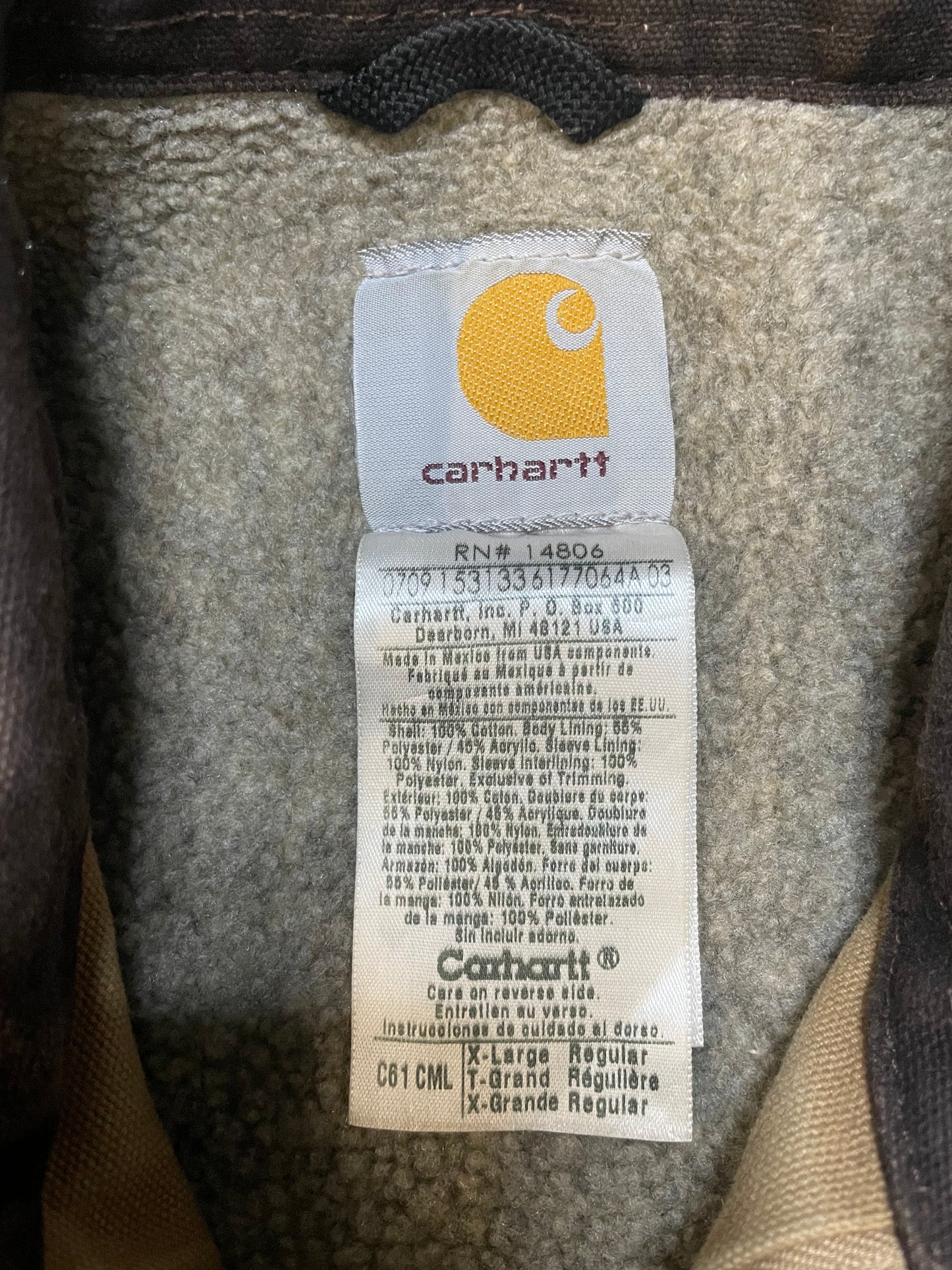 Carhartt beige & brown Sherpa lined jacket