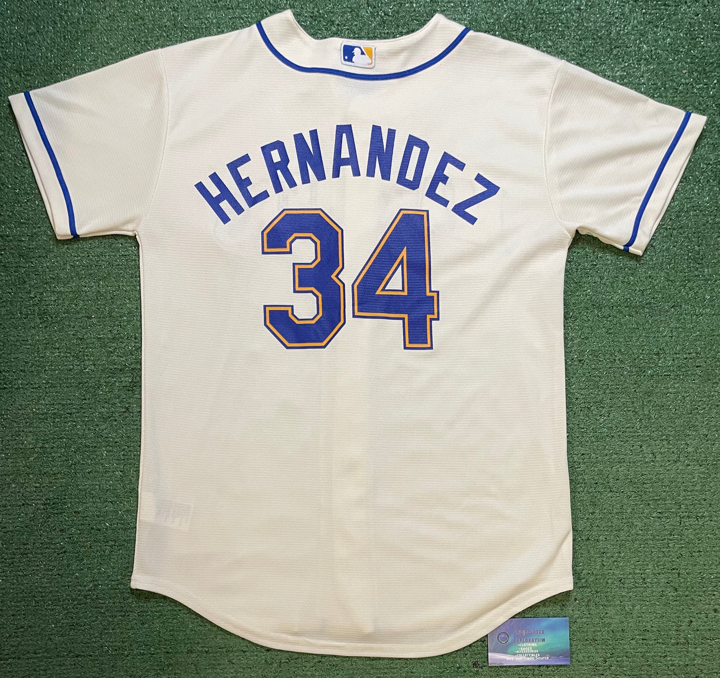 Seattle Mariners Felix Hernandez #34 blue and gold jersey