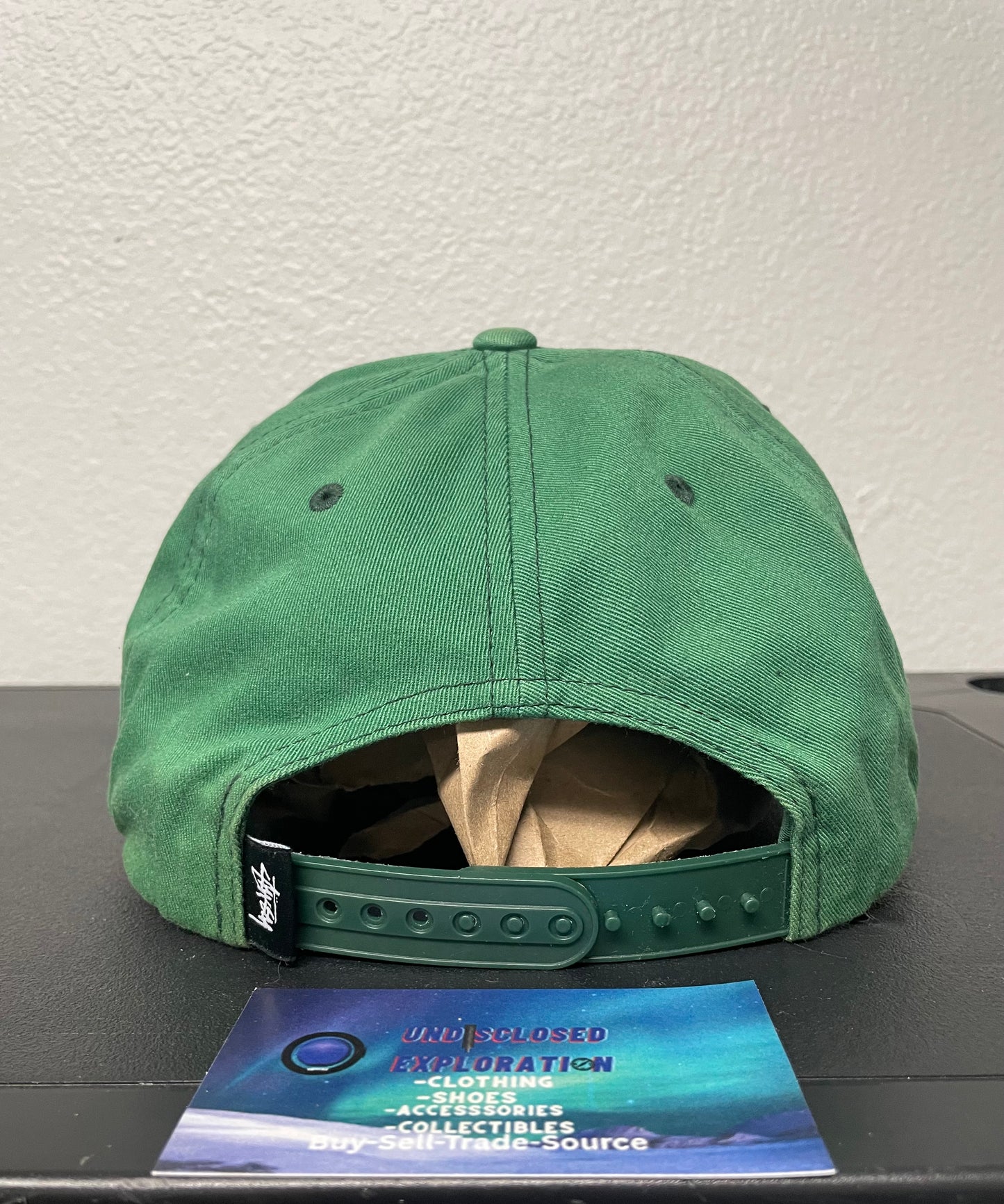Stussy green and white embroidered hat