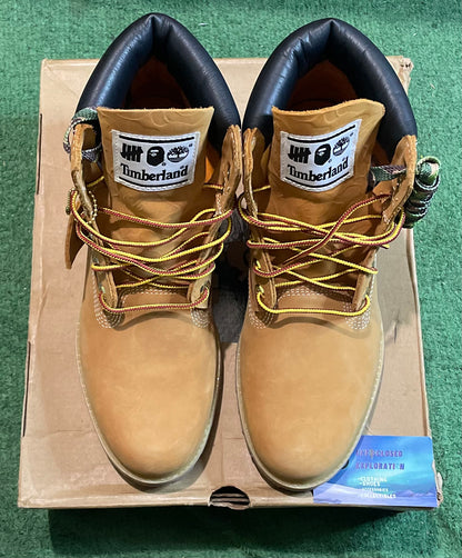 Bape X undefeated timberland 6 inch boot size 8.5men/10women