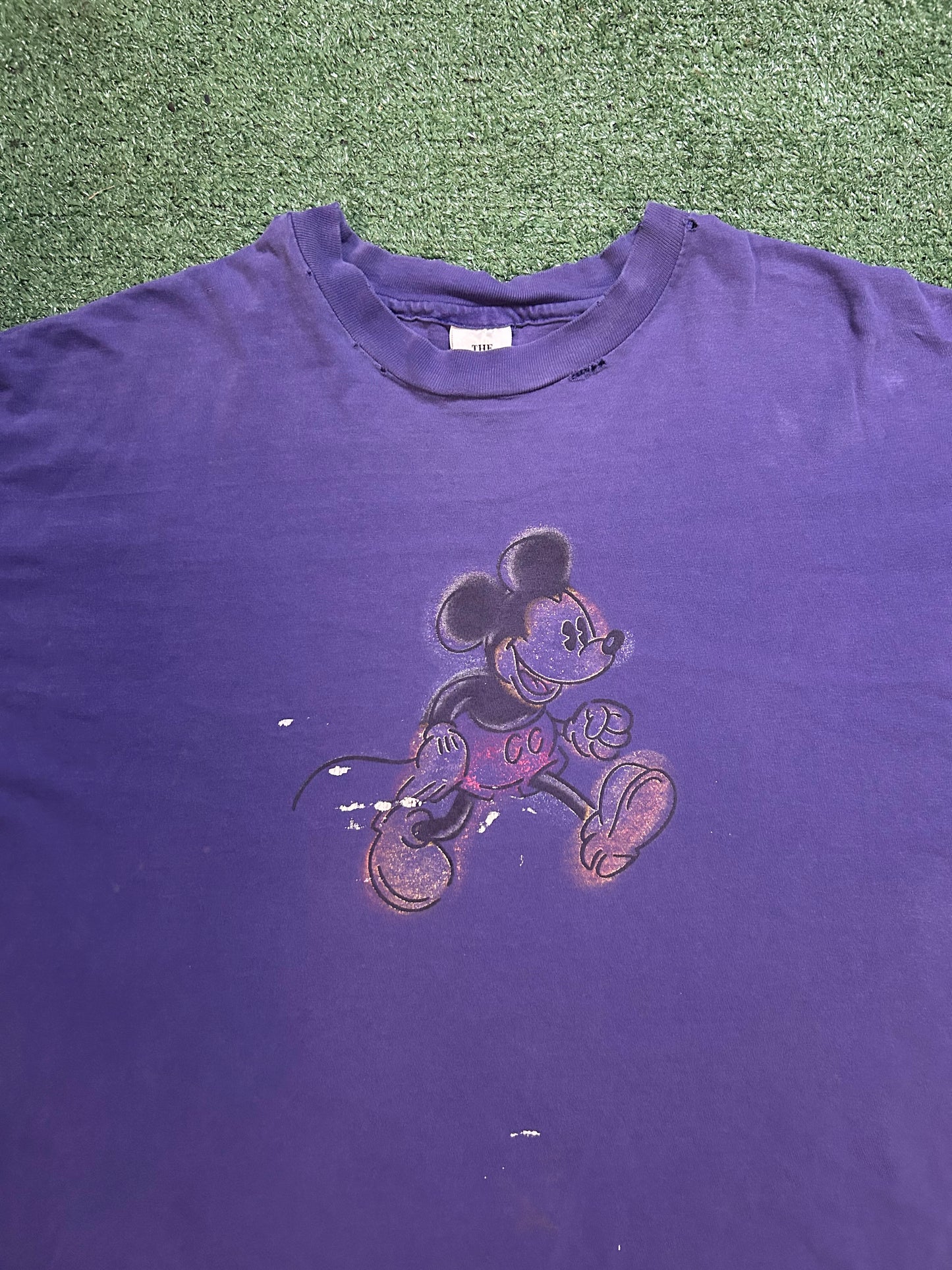 Vintage 1990s Disney Mickey Mouse purple distressed tee