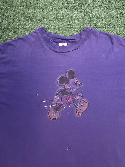 Vintage 1990s Disney Mickey Mouse purple distressed tee