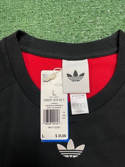 adidas black& red Chest Stripes Tee