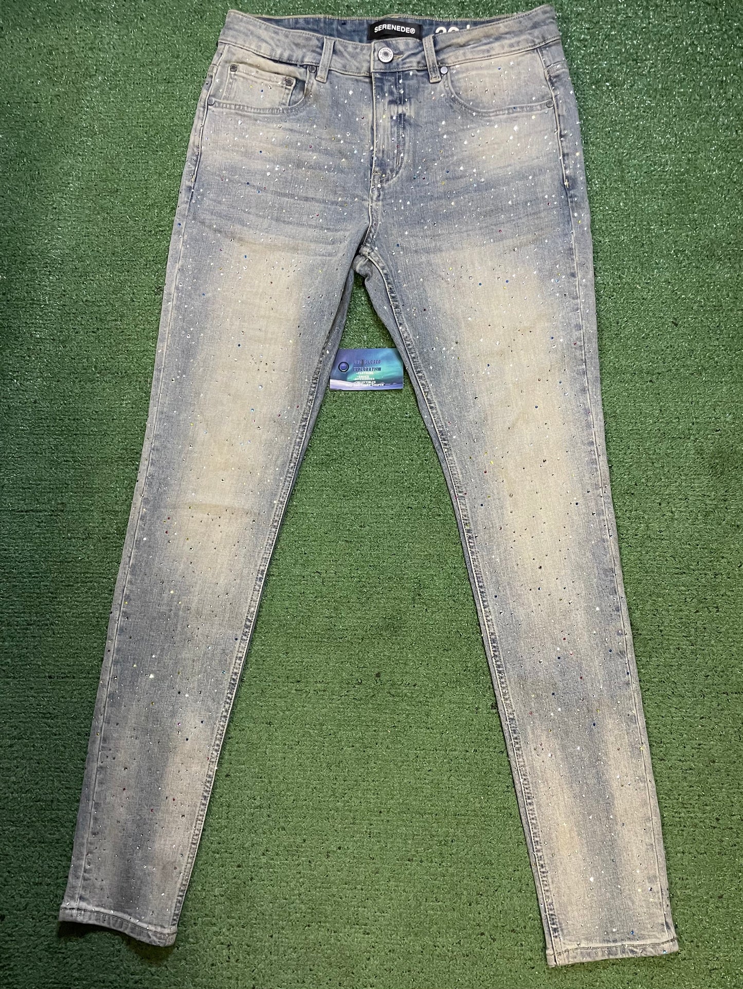 Serenede light wash rhinestone jeans
