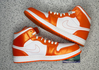 Jordan 1 Mid Electro Orange 10.5 Men/12 Women “Preowned”