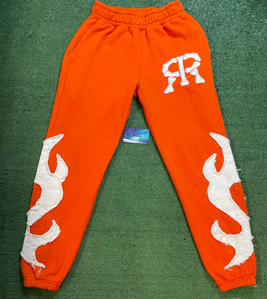 Orange embroidered sweatpants