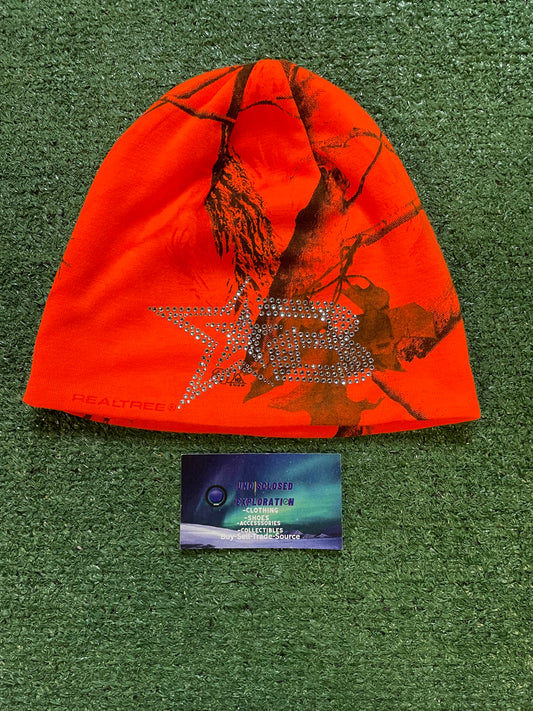 Burning Bush rhinestone orange camo beanie